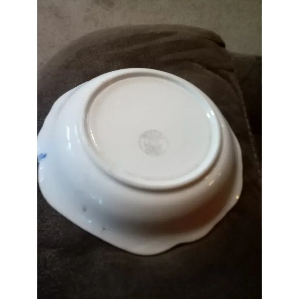 Antique Imperial China Semi Vitreous Small Bowl With Blue Edge 6 Inch